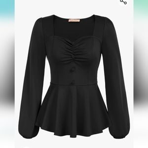 Belle Poque Ruched Sweetheart Neck Top for Women Vintage Peplum Blouse